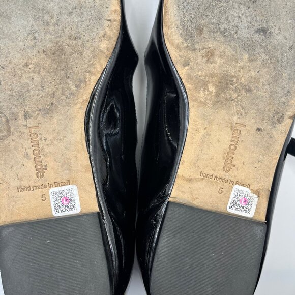 Larroude Womens Size 5 Shoes Blair Patent Black Leather Mary Jane Flats - Picture 6 of 11